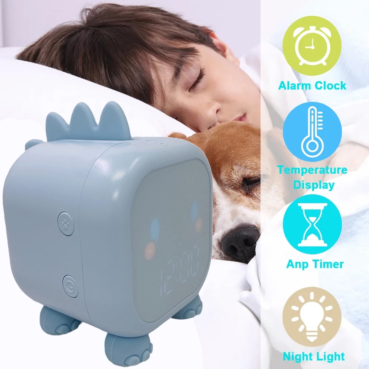 Kids Cute Dinosaur Alarm Clock Children Sleep Trainer Digital
