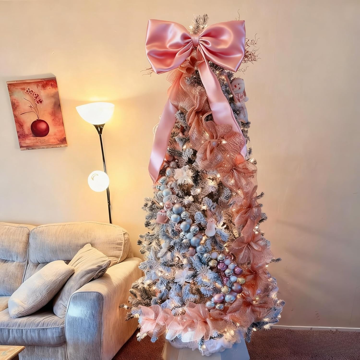 Large Pink Bow for Coquette Room Decor, 40x24 In Satin Ribbon Tie Coquette Birthday Decorations, Giant Pastel Pink Hanging Wall Decor for Ballerina Girl Just Want to Be One (Internal Stability Layer)
