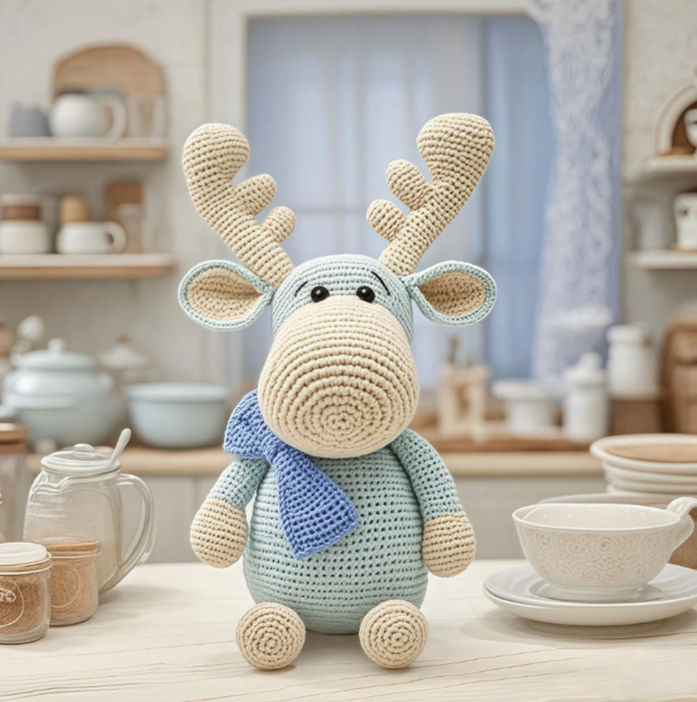 Reindeer Crochet Kit for Beginners, Amigurumi Starter Set with Step-by-Step Video Tutorials, TIKA