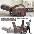 thumbnail image 3 of Dual Motor Power Lift Recliner Chair with Massage and Heat for Elderly, 180° Lying Flat Adjustable Lift Chair with 3 Positions, Solid Wood Armrests and Chenille Fabric, Brown, 3 of 8