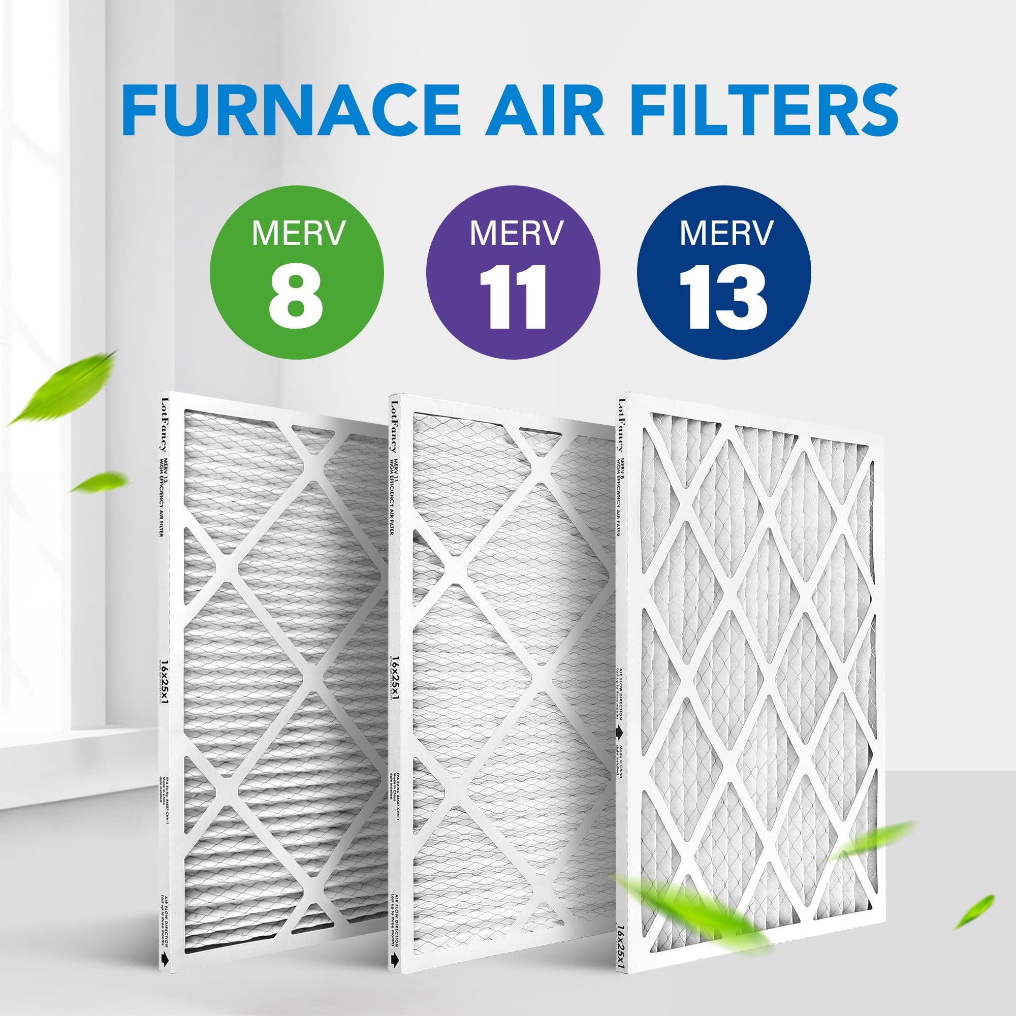 LotFancy 16x25x1 Air Filters, MERV 13 Pleated HVAC AC Furnace Air Filters, 4 Pack