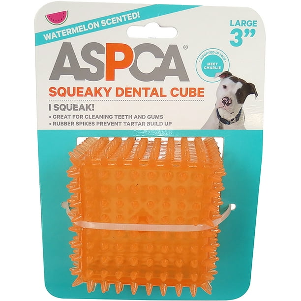 Aspca 3" Grinçant Cube Dentaire Jouet pour Chien-Orange
