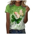 thumbnail image 2 of AOOCHASLIY Fall Clothes Women's Fashion Casual Loose Blouse Butterfly Printing Round Neck T-Shirt Shirts Print Tee, 2 of 5