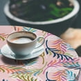 thumbnail image 3 of Ambesonne Botanical Fitted Round Tablecloth, Falling Leaves Colorful, 36"- 40" Diameter, Deep Sky Blue and Blush, 3 of 5