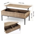thumbnail image 2 of Luku Wooden Coffee Table, Lift Top Coffee Table with Storage Shelf and Hidden Compartment, Metal Frame Rising Dining Center Tables for Living Room, Teak Effect Finish, 2 of 7
