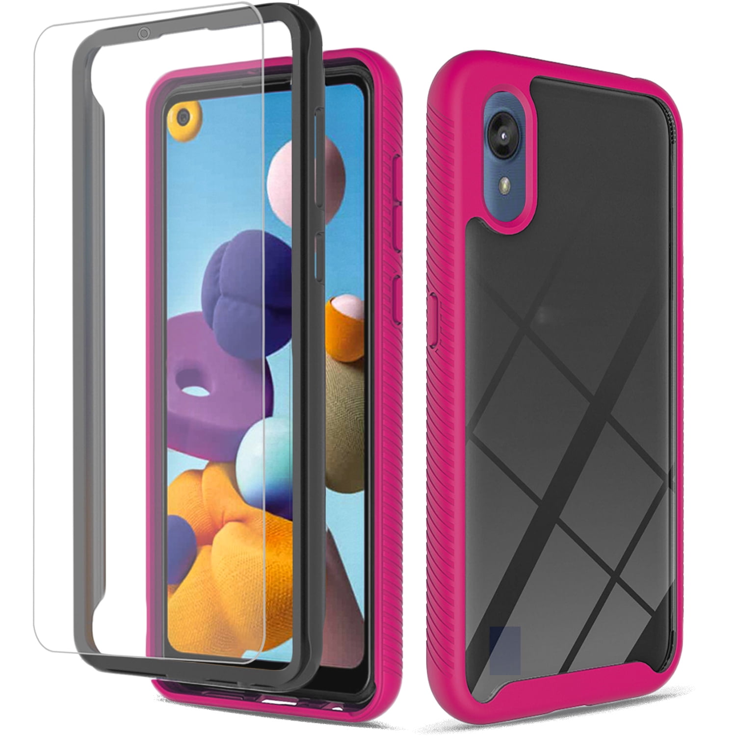 Circlemalls Case for Motorola Moto E6, + Screen Protector 12 Feet Drop Test Shockproof Transparent Cover (Pink)