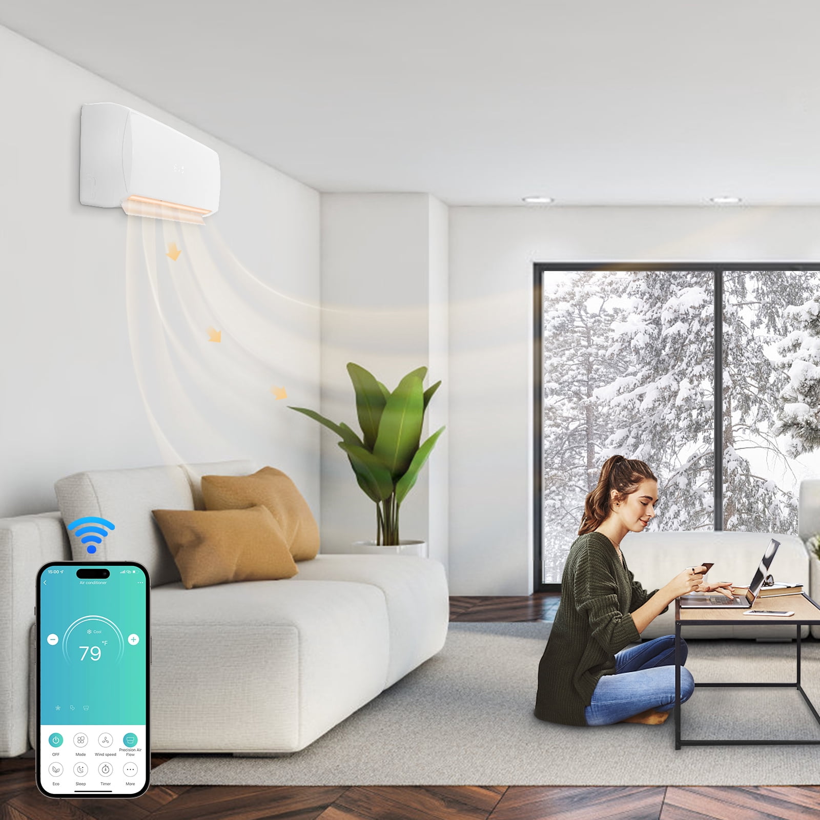 Ktaxon9000 BTU Mini Split Air Conditioner Indoor Unit Only, 115V Ductless Wall Mounted Air Handler