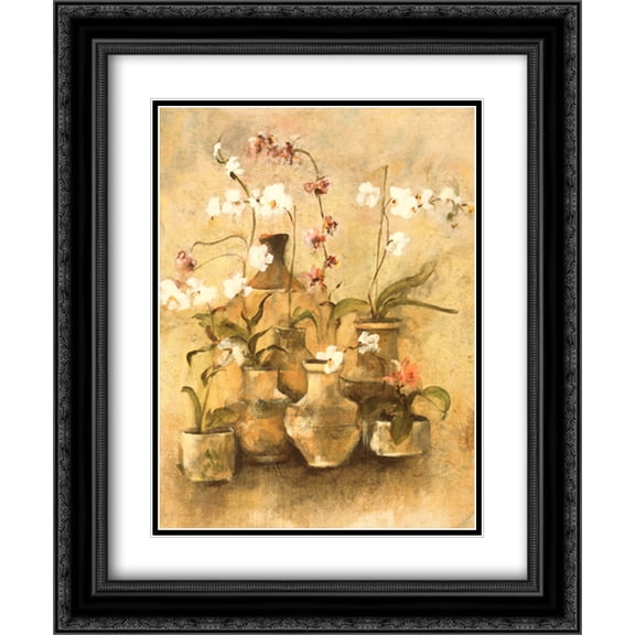 Arrangement of Orchids I 2x Matted 15x18 Black Ornate Framed Art Print by Cheri Blum