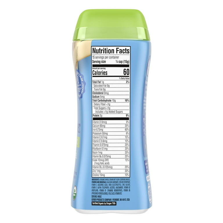 pack) Gerber Stage Baby Food, Organic Baby Oatmeal Cereal, 14g