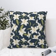 thumbnail image 4 of Fuzoiu Lilies Flowers Print Square Pillow Cover,Hidden Zipper Design,Luxury Square Pillow Case, Throw Pillow,Couch Cushion-22"x22", 4 of 7