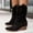U8-Black, variant on XDDLITP Women's Western Cowboy Boots Hollow-Out Low Chunky Heel Mid-Calf Retro Pull-On Pointed Toe Country Style​,Light Brown 42(US-8.5)