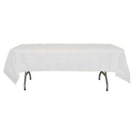 12-Pack Premium Plastic Tablecloth 54 Inch. x 108 Inch. Rectangle Table Cover-White, 54 x 108 - covers any table up to 8 ft. By Exquisite