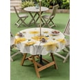 thumbnail image 4 of Outdoor Tablecloths with Umbrella Hole & Zipper, Yellow Flowers Round Tablecloth 54 Inch, Spring Floral Butterflies Pastoral Waterproof Table Cloth, Patio/Pool/Picnic Table Covers, 4 of 8