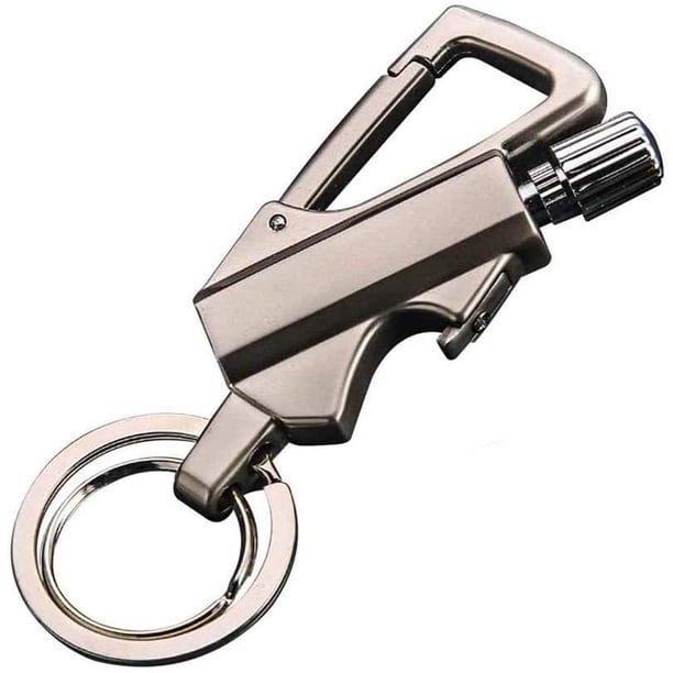 Genérico Llavero de Metal Permanente Equipo Supervivencia con Encendedor Fuego fósforo metálico pedernal Recargable para Camping Senderismo mochileo Aventuras Viajes y Actividades al Aire Libre