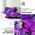 thumbnail image 5 of Flymme Butterfly Duvet Cover Set Full Size,3 Pieces Dreamy Purple Butterfly Bedding Set for Women Bedroom Decor Romantic Comforter Cover with Pillowcases, 5 of 10