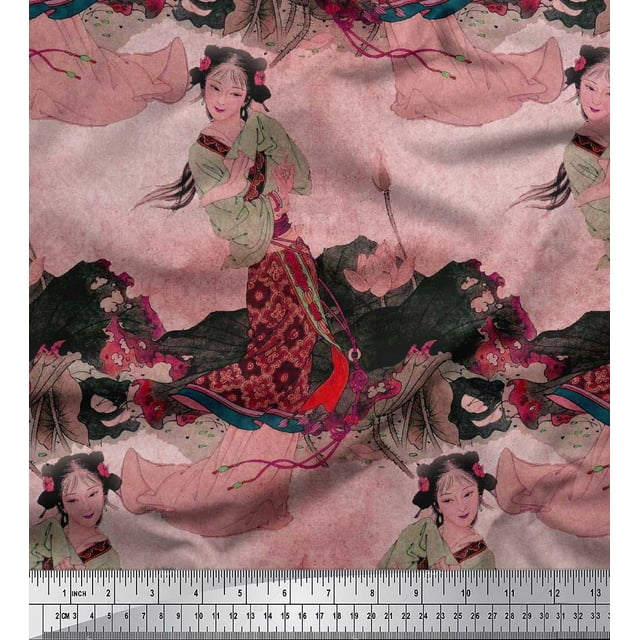 Soimoi Poly Georgette Tissu Floral & Fille Femmes Tissu Imprimé par la Cour 42 Pouces de Large
