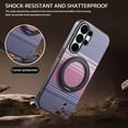 thumbnail image 5 of Magnetic For Samsung Galaxy S24 Phone Case,With 360° Rotatable Ring Kickstand,Anti-Scratch PU Leather Gradient Fiber Pattern Back Design,Shockproof Anti-fall Durable Phone Case,Purple, 5 of 9