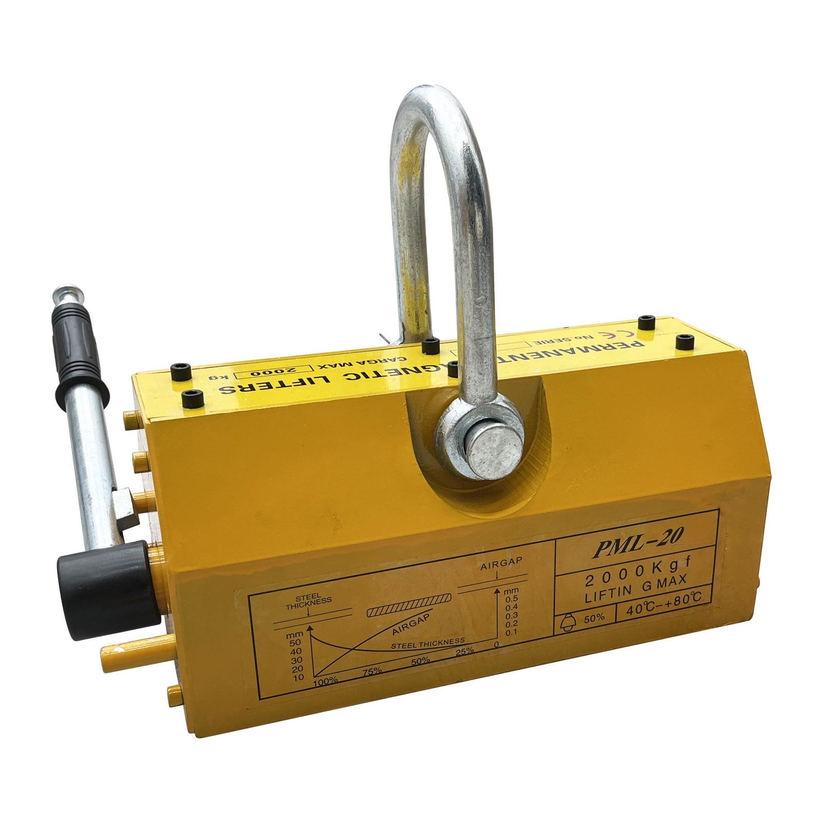 PreAsion 4409lbs/2000kg Permanent Magnetic Lifter Steel Magnetic Lifter Heavy Duty Crane Hoist Neodymium Magnet