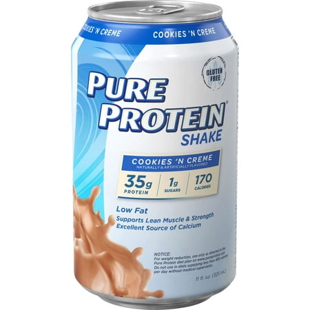 Pure Protein Shake, Cookies & Cream, 35g Protein, 11 Fl Oz, 12 Ct