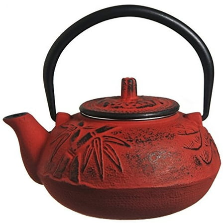 

New Star International T7011 Cast Iron Teapot 21-Ounce Red Bamboo
