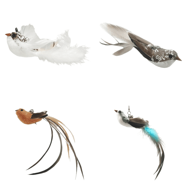 Con Plumas para Gatos Cabeza Repuesto Colgantes Varilla Gatito (charrán) Blanco