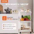 thumbnail image 2 of VEVOR Carrito de cocina con ruedas de 3 niveles y cajón, carrito de almacenamiento multifuncional con asa para oficina, sala de estar, cocina, estantes organizadores de almacenamiento móviles, 2 of 9