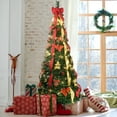 thumbnail image 5 of Bringstar 6ft Pop Up Christmas Tree Pre Lit with 150 Lights, Pre Decorated Artificial Green Xmas Tree with Ornaments, Easy Setup & Foldable for Storage, 5 of 15