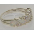 thumbnail image 4 of LBG British Made 14k White Gold Natural Opal & Diamond Womens Eternity Ring - Size 10.75 - 33 size options, 4 of 6