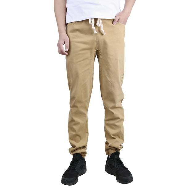 khaki tapered joggers