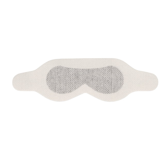 cubierta para ojos de fototerapia desechable nikoumx para recién nacidos, vista frontal centrada tipo close-up: pieza ergonómica blanca con paneles de malla gris sobre base de algodón suave y tiras laterales para ajuste seguro; protege la vista durante fototerapia en entornos neonatales y es de un solo uso. También suele utilizarse como protector ocular desechable en traslados clínicos breves.