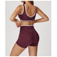 thumbnail image 4 of PISONIC Two Piece Workout Sets for Women Color Block Sports Bra and Scrunch Butt Lifting Shorts Gym Yoga Active Wear Outfits, 4 of 7