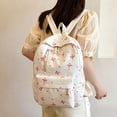 thumbnail image 2 of Bow Print Nylon Backpack, Lightweight Large Capacity Casual Daypack, Multi Pocket Adjustable Shoulder Strap Bookbag for School Daily Travel, 2 of 5