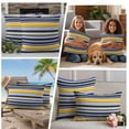 thumbnail image 5 of Navy Blue Yellow Striped Outdoor Waterproof Pillow Covers, Farmhouse Vintage Stripe Decorative Square Throw Pillowcase Sofa Cushion Sham for Patio/Couch/Chair, 18"x18" 2 Pack, 5 of 8