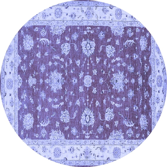 Ahgly Company Machine Washable Indoor Round Persian Blue Traditional Area Rugs, 4' Round