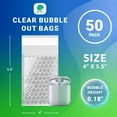 thumbnail image 2 of Clear Shipping Bubble Bags, Self Seal Pouch, 50 Count, 4 x 5.5 in, 2 of 7