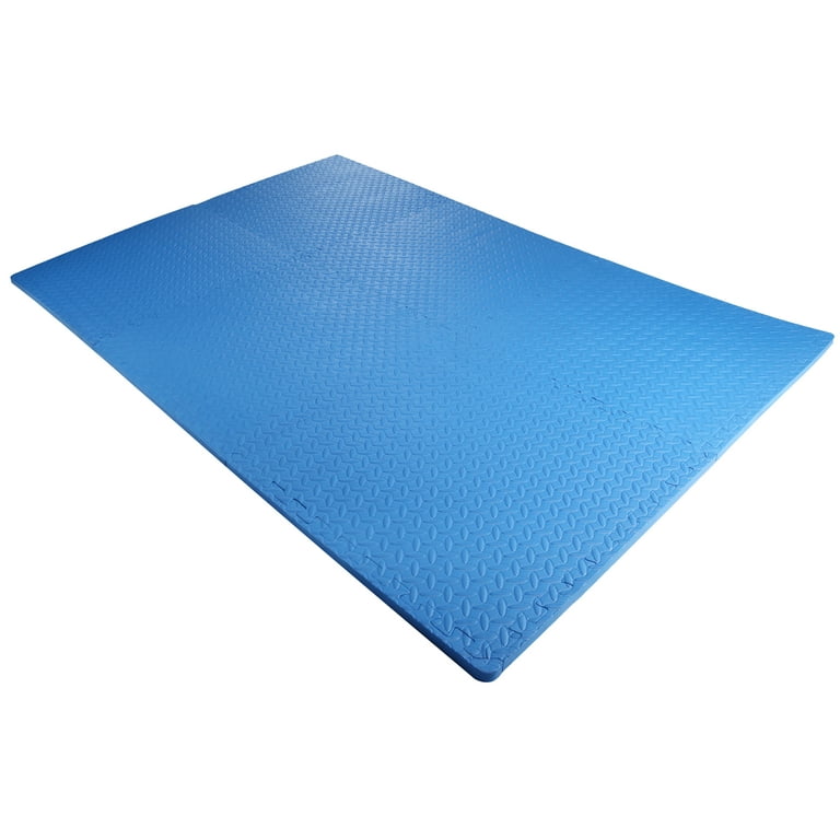 PROSOURCEFIT Rubber Top Thick Exercise Puzzle Mat Blue 24 in. x 24 in. x  0.75 in. EVA Foam Interlocking Tiles (12-Pack (48 sq. ft.)  ps-2292-rtt-bb-48 - The Home Depot