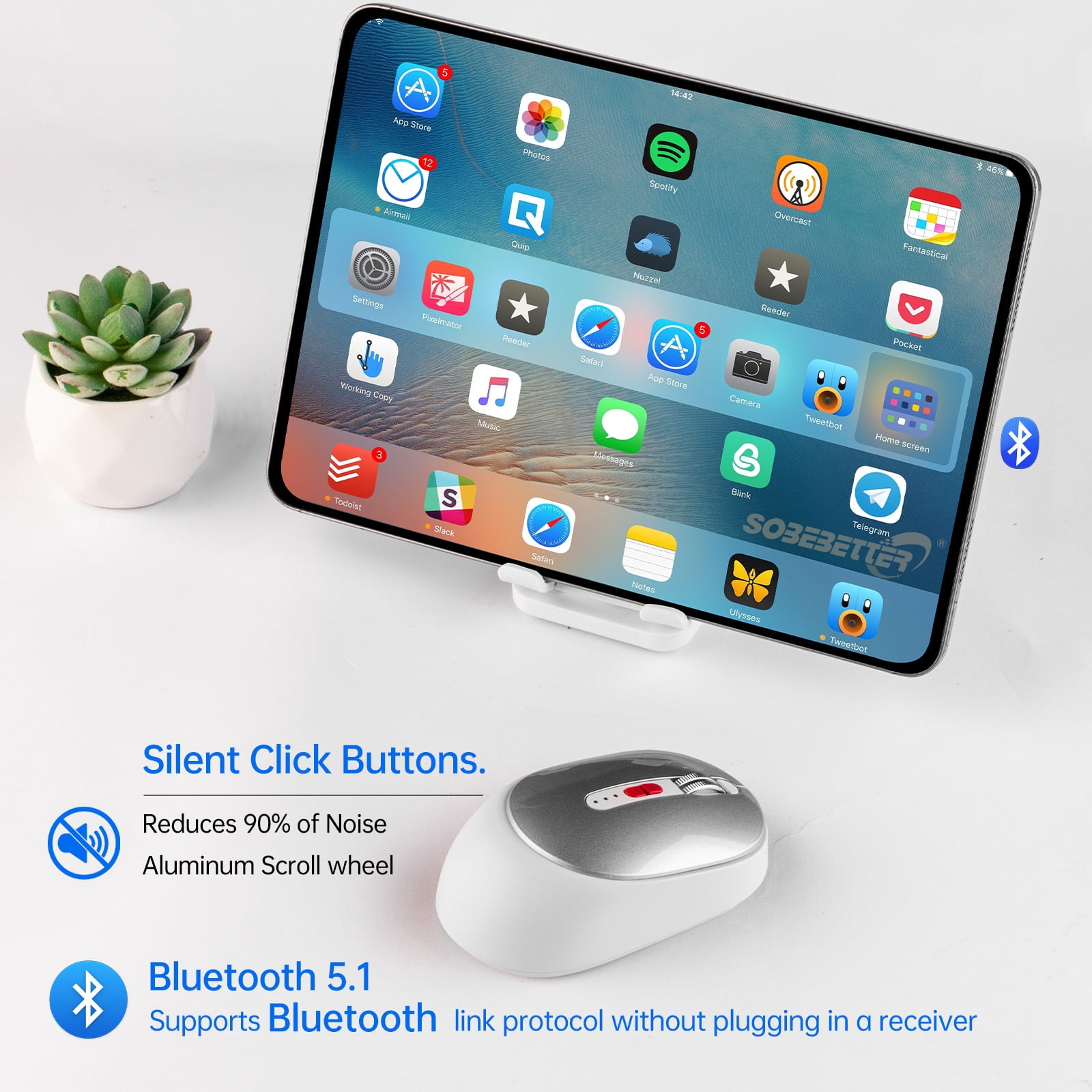 Type-C Dual Port Wireless Bluetooth Mouse, Rechargeable 2.4G/USB-C Mouse with Battery Display, for MacBook, Laptop, PC, Tablet, Phone