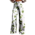 thumbnail image 2 of Women's Casual Pants Women'S Wide Leg Pant Vintage Floral Print High Waisted Straight Stretch Pants With Pockets,Green Women's Casual Pants XL, 2 of 4