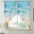 thumbnail image 2 of Blue Waves Swag Curtains for Kitchen/Bedroom/Living Room, Summer Beach Starfish Coastal Nautical Ocean Scalloped Curtains 63 Inch Long, Window Swag Topper Curtains Valances 2 Panels Set 36"x63", 2 of 8