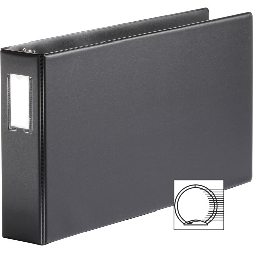 Business Source Tabloid-size Round Ring Reference Binder 3' Binder Capacity - Tabloid - 11' x 17' Sheet Size - Round Ring Fastener(s) - Black - Durable, Label Holder - 1 Each