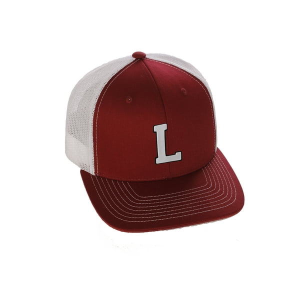 Structured Trucker Mesh Hat Custom Colors Letter L Initial Baseball Mid Profile