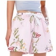 thumbnail image 5 of Karight Womens Floral Print Elastic Waist Shorts Lightweight Flowy Lounge Sleep Shorts with Drawstring, 5 of 5