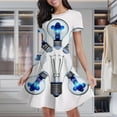 thumbnail image 2 of Blue Lightbulb Mandala Women's Classic Swing Skater Dress Casual Work Party Cocktail Dresses, 2 of 6