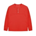 thumbnail image 4 of Fancifize Kids School Uniform Shirts Long Sleeve Waffle Knit Casual Tops Henley Loose Basic Tee Lightweight Summer Athletic Clothes for Girls Boys, 4 of 5