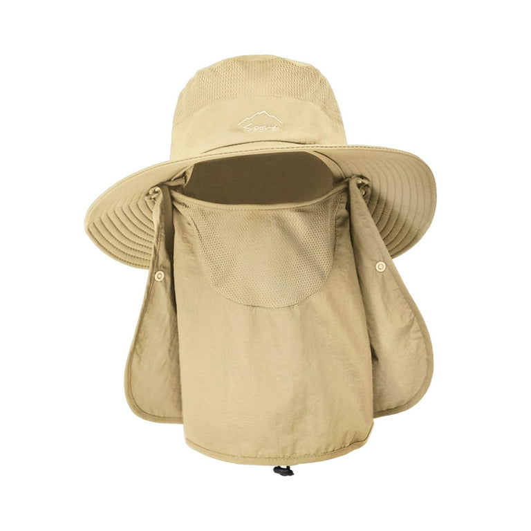 Sun Hats Neck Cover and Mesh Breathable Bucket Hat with Strings Fishing  Hats Men Sun Protection Sombrero Hats for Climbing Fishing Khaki 