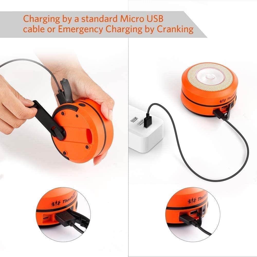 Thorfire LED Camping Lantern Lights Hand Crank USB Rechargeable Collapsible Mini Flashlight Emergency Torch Night Light Tent Lamp for Camping Hiking Tent Garden