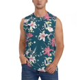 thumbnail image 2 of Goofa Lilies Flowers Printed Men's Sleeveless T-Shirt - Athletic Gym Workout Tank Top for Men - Moisture-Wicking, UPF 30+ Quick-Dry Muscle Tee-XX-Large, 2 of 8