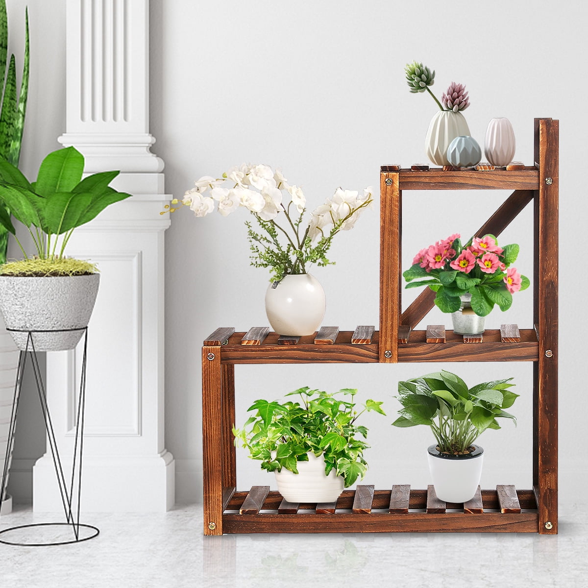 Wood Plant Stand Indoor, Tall Low Display Plant Flower Pot