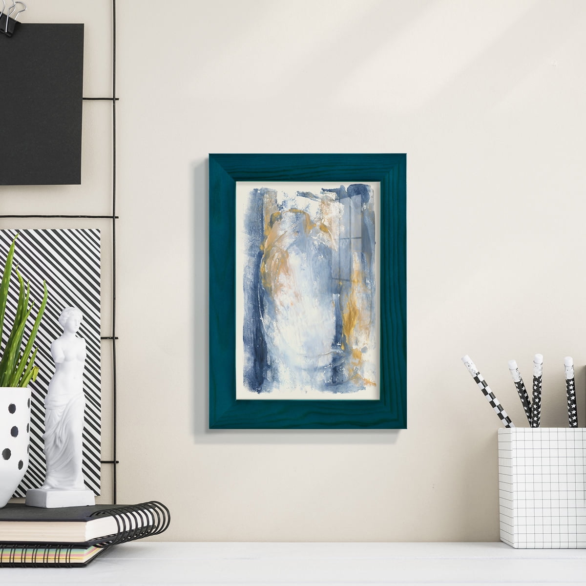Circles & Dream I - Framed Print w/glass - Ocean Blue