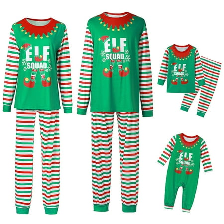 

JBEELATE Family Matching Christmas Pajamas Set ELF Tee and Stripe Pant Cozy Loungewear Nightwear
